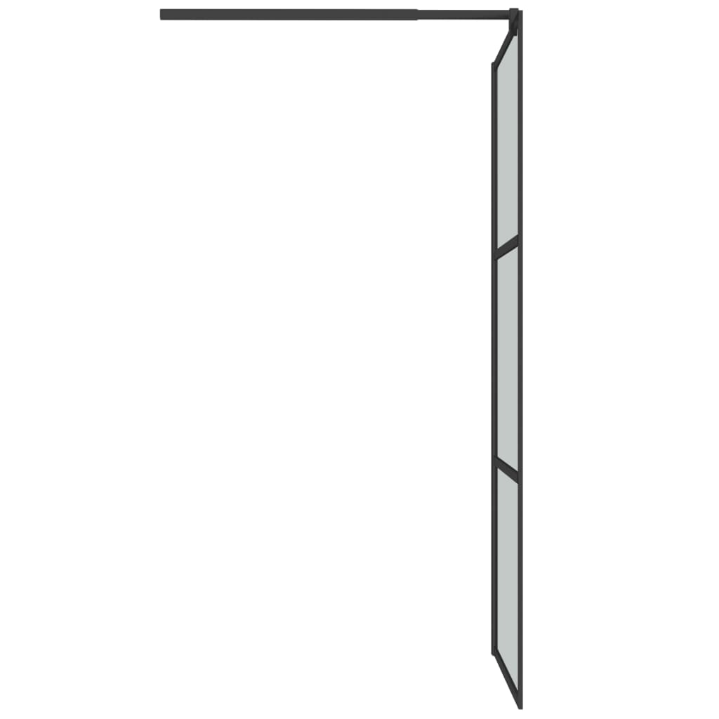 Pregrada za tuš s policom crna 80 x 195 cm s mutnim staklom ESG