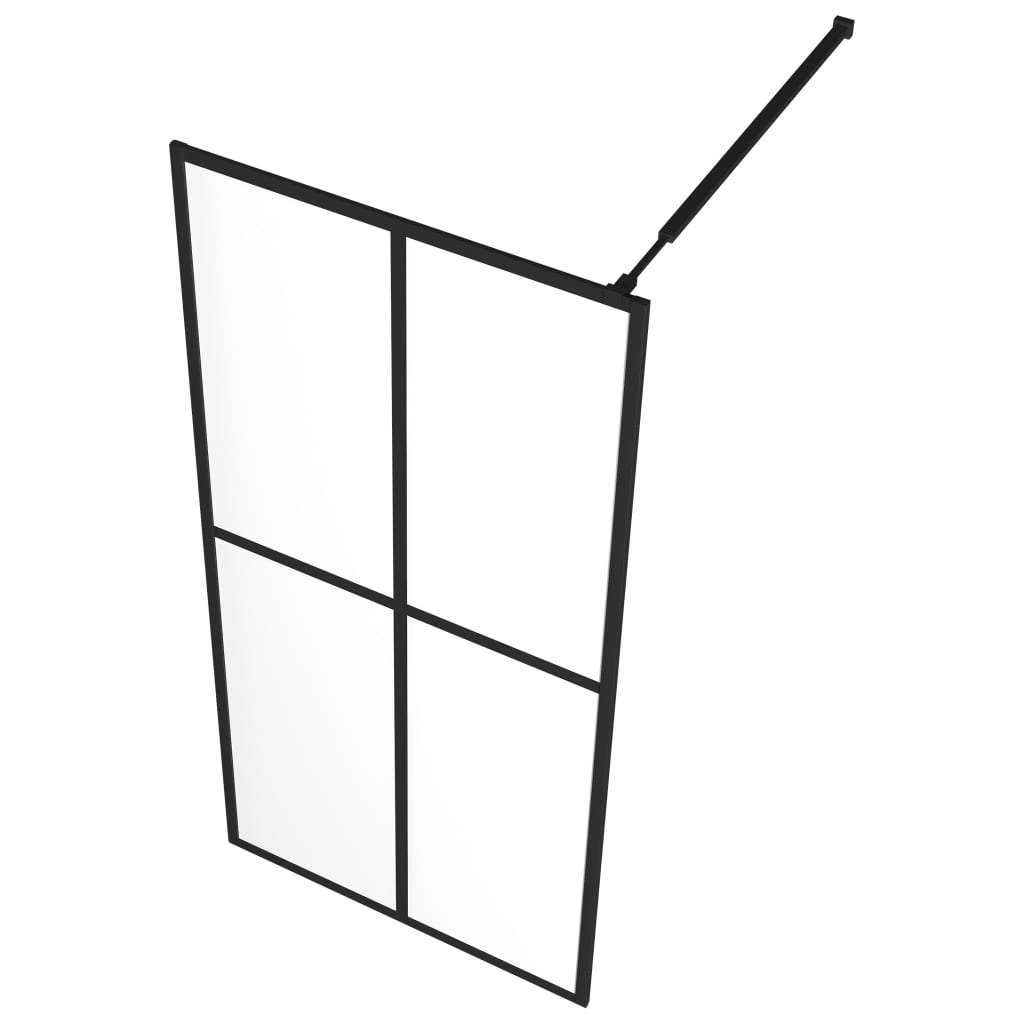 Pregrada za tuš s policom crna 90x195 cm staklo ESG i aluminij