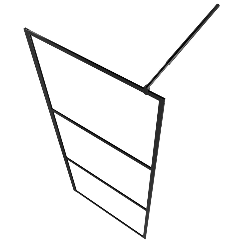 Pregrada za tuš s policom crna 90x195 cm staklo ESG i aluminij