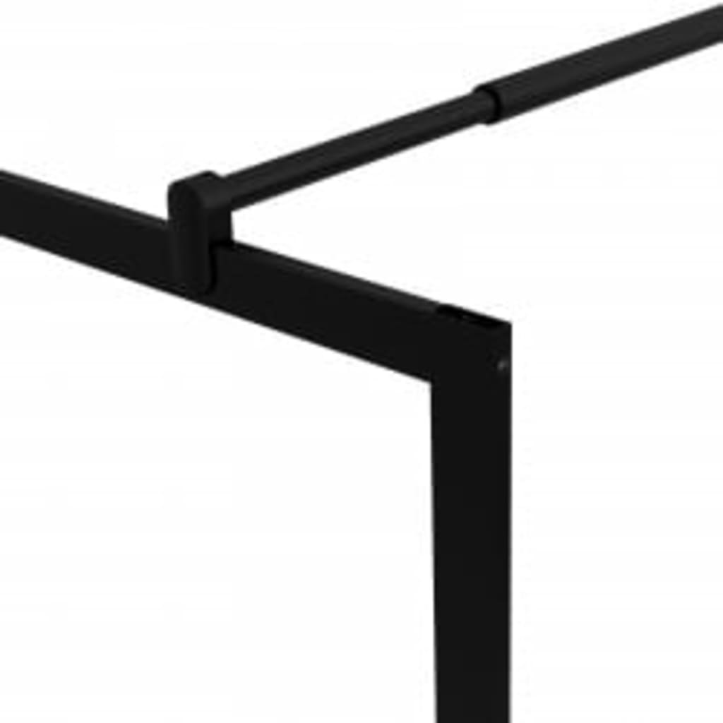 Pregrada za tuš s policom crna 90x195 cm staklo ESG i aluminij