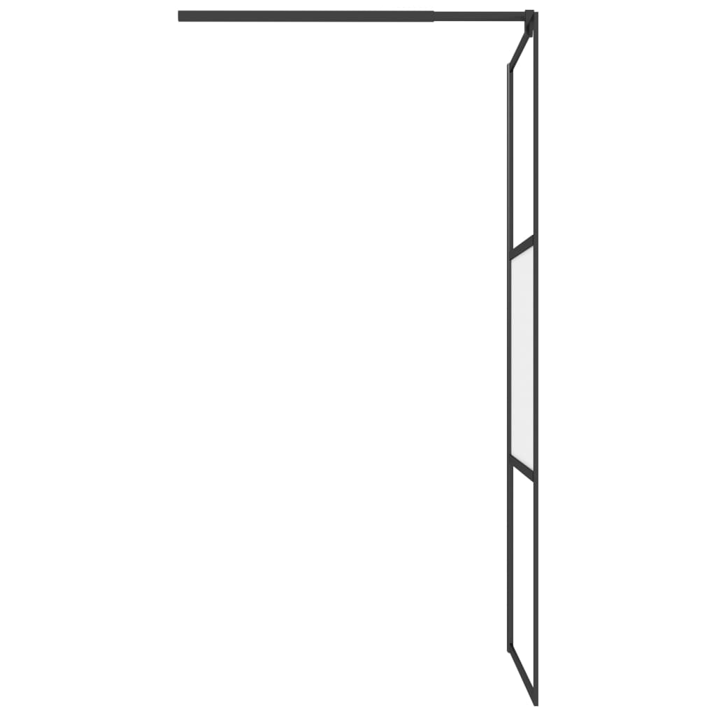 Pregrada za tuš s policom crna 90x195 cm staklo ESG i aluminij