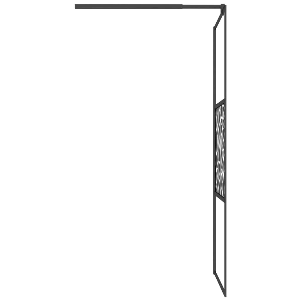 Pregrada za tuš s policom crna 90x195 cm staklo ESG i aluminij