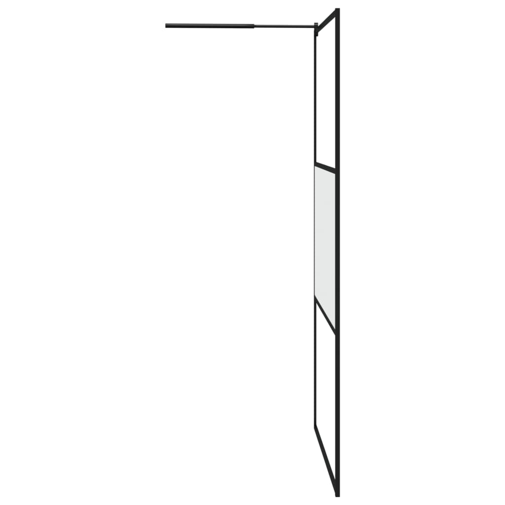Pregrada za tuš s policom crna 115x195 cm staklo ESG i aluminij