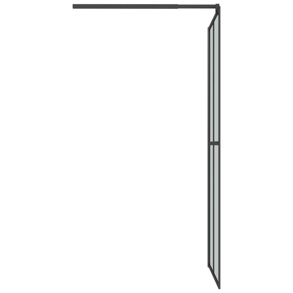 Pregrada za tuš s policom crna 118x190 cm staklo ESG i aluminij