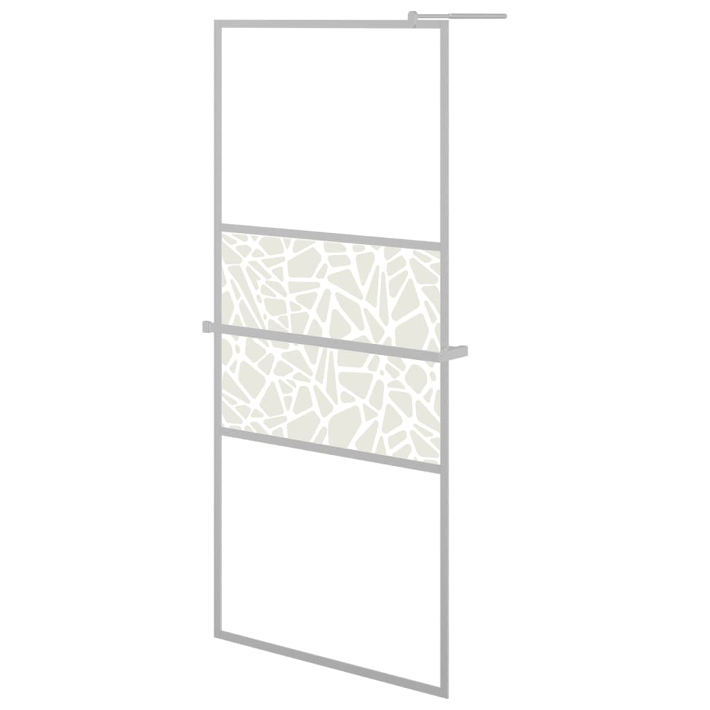Pregrada za tuš s policom krom 100x195 cm staklo ESG i aluminij