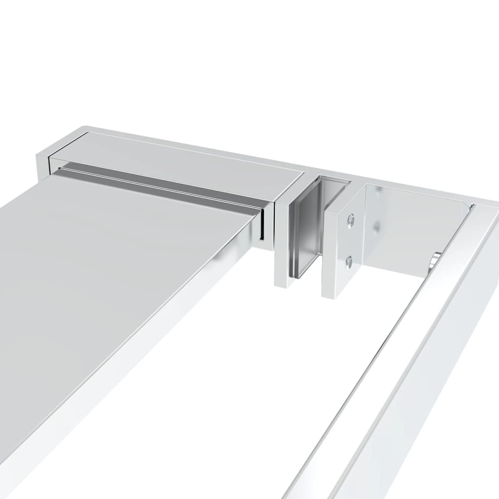 Pregrada za tuš s policom krom 115x195 cm staklo ESG i aluminij