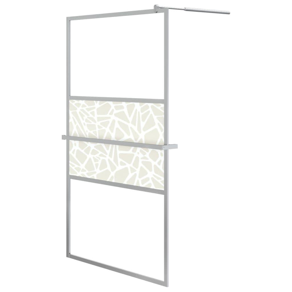 Pregrada za tuš s policom krom 115x195 cm staklo ESG i aluminij