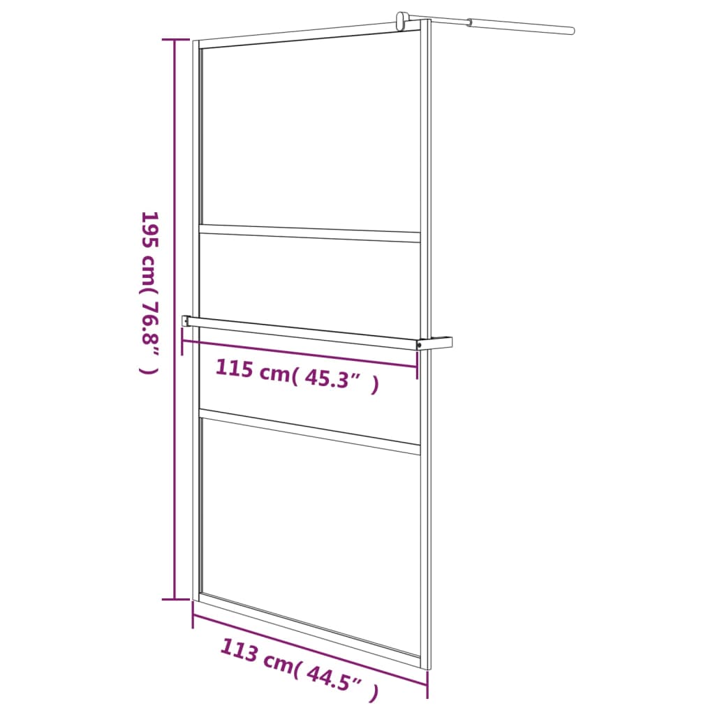 Pregrada za tuš s policom krom 115x195 cm staklo ESG i aluminij