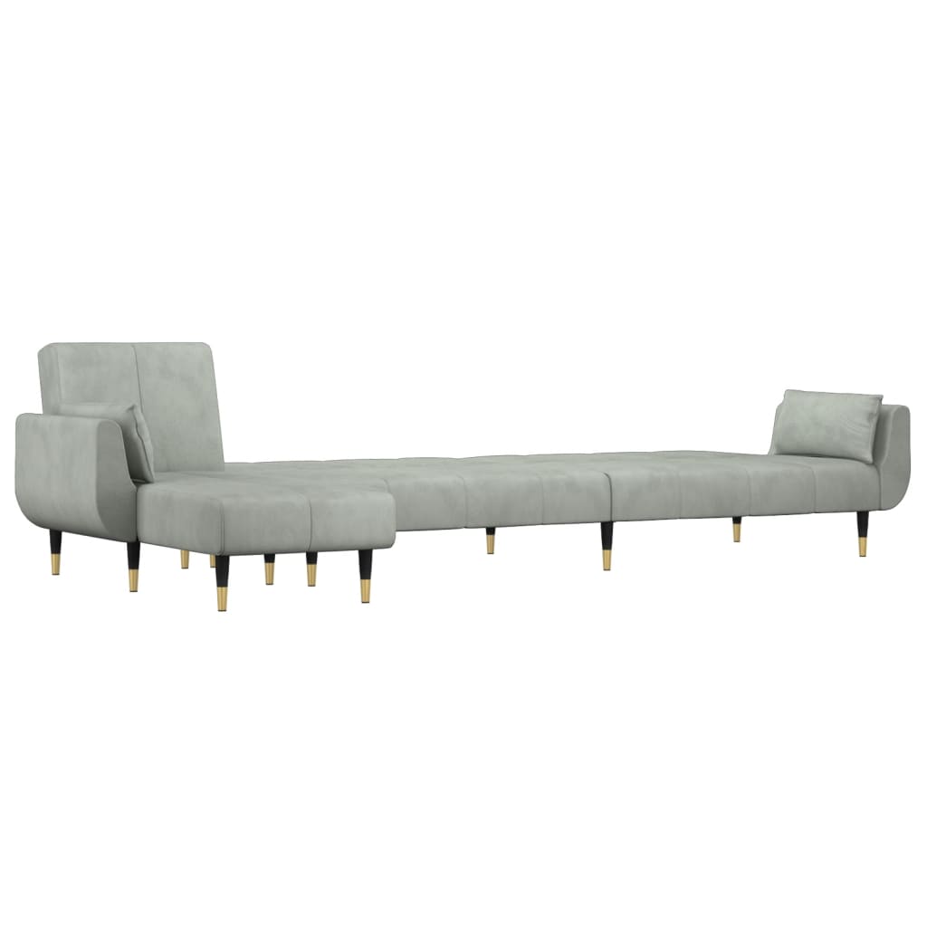 Kutna garnitura na razvlačenje svjetlosiva 275x140x70 cm baršun