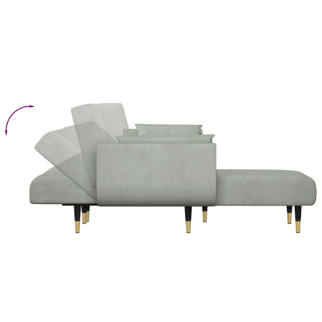Kutna garnitura na razvlačenje svjetlosiva 275x140x70 cm baršun