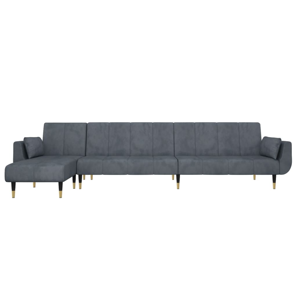 Kutna garnitura na razvlačenje tamnosiva 275x140x70 cm baršun