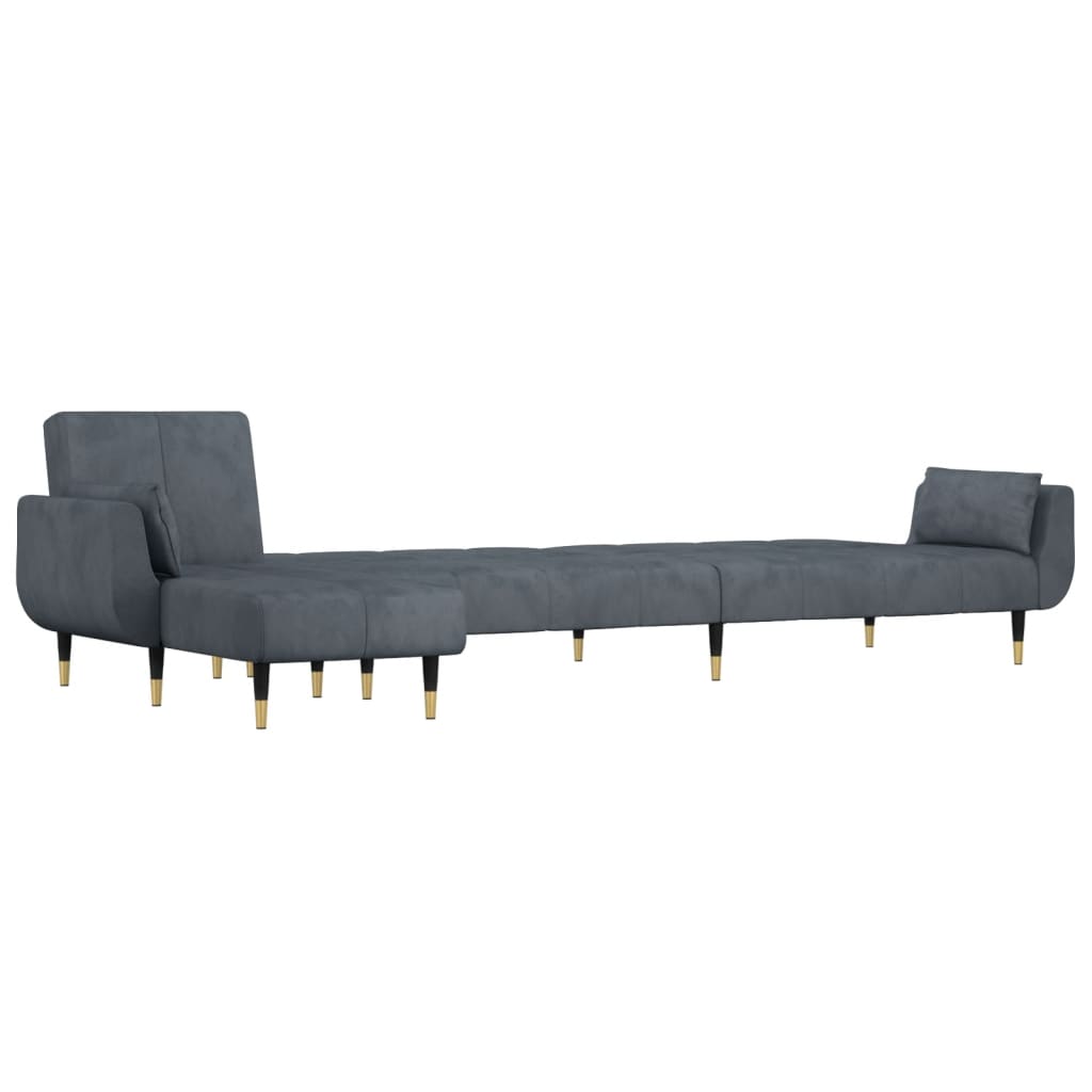 Kutna garnitura na razvlačenje tamnosiva 275x140x70 cm baršun