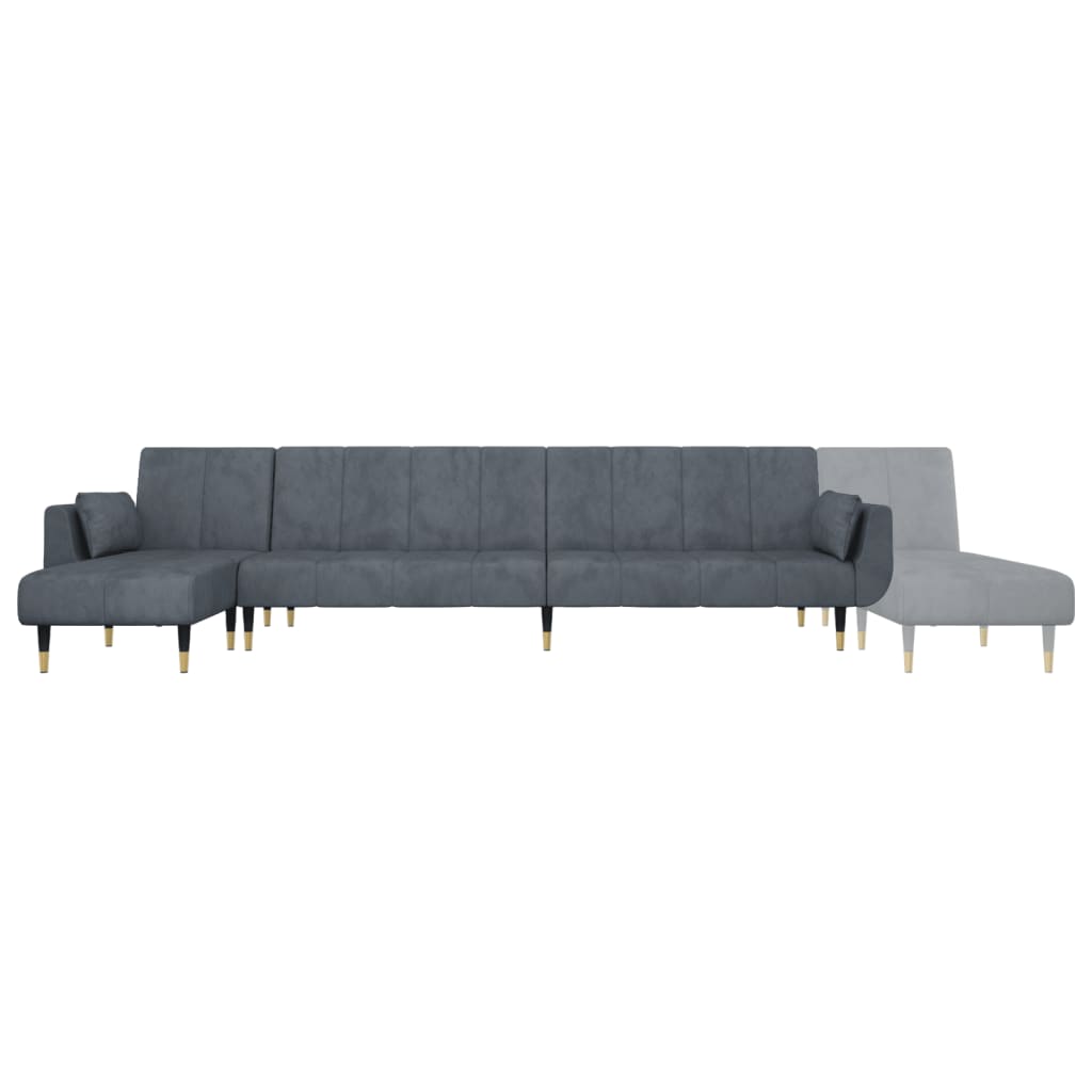 Kutna garnitura na razvlačenje tamnosiva 275x140x70 cm baršun