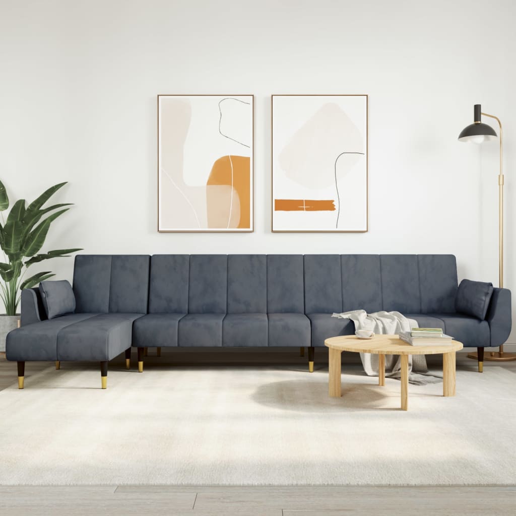 Kutna garnitura na razvlačenje tamnosiva 275x140x70 cm baršun