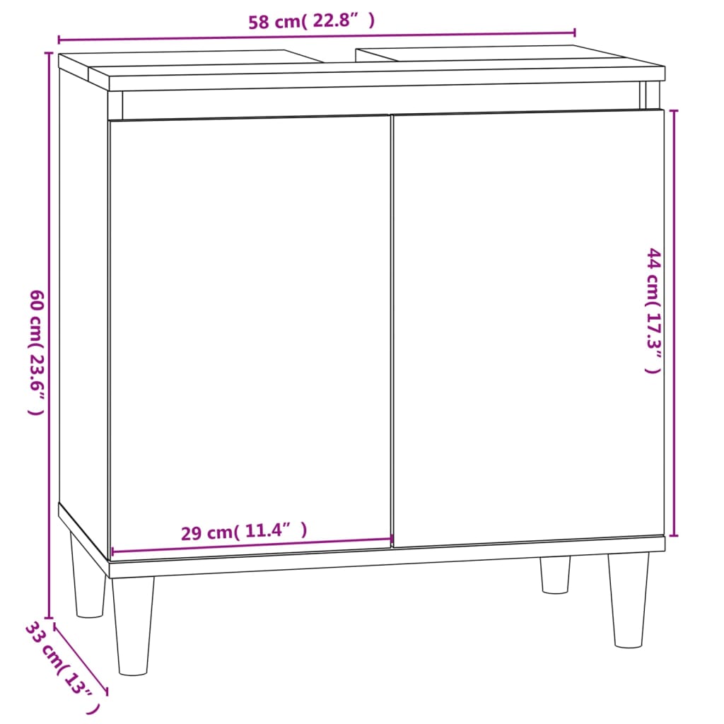 3-dijelni set kupaonskog namještaja siva boja hrasta drveni