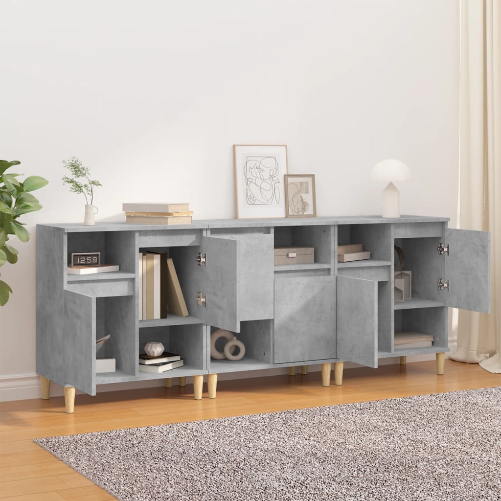 Komode 3 kom siva boja betona 60x35x70 cm od konstruiranog drva