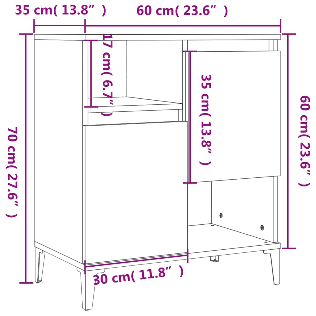 Komode 3 kom bijela 60x35x70cm konstruirano drvo
