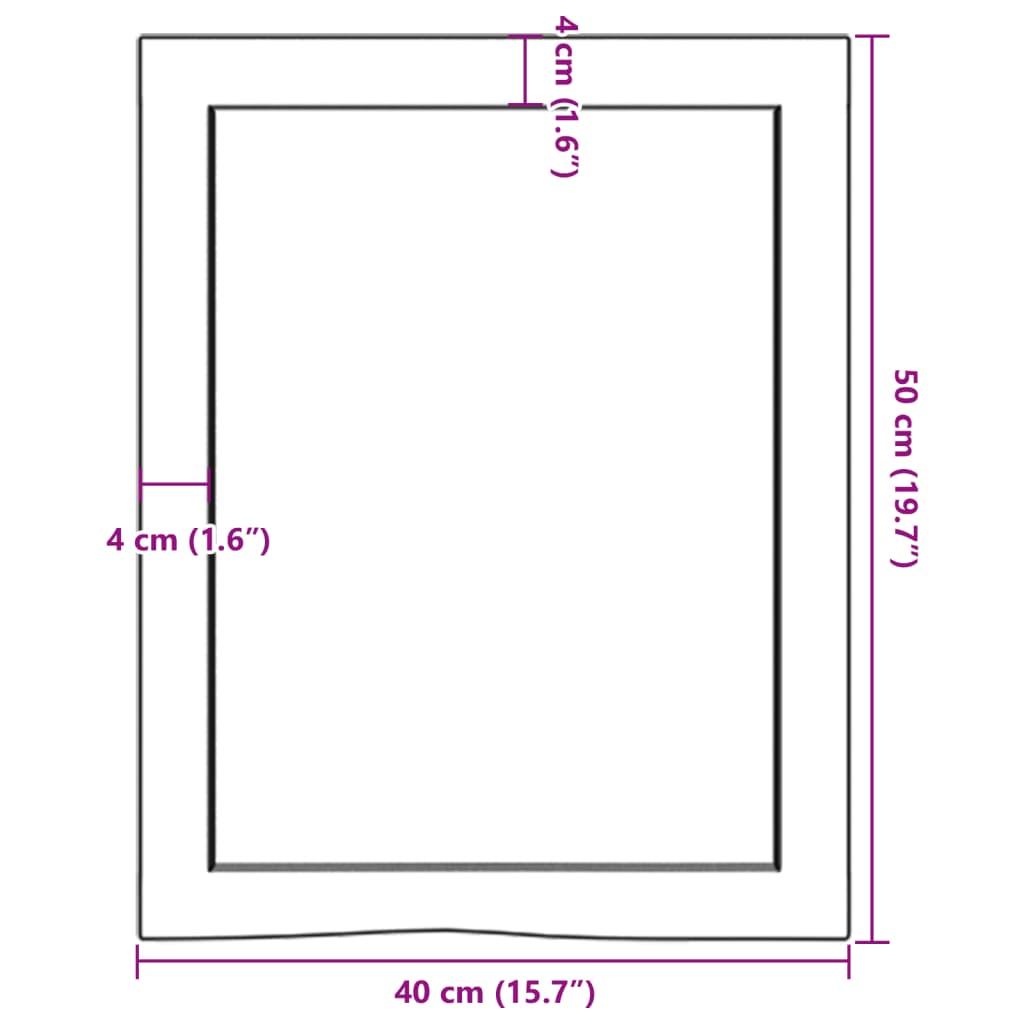 Kupaonska radna ploča 40x50x(2-6) cm netretirano masivno drvo