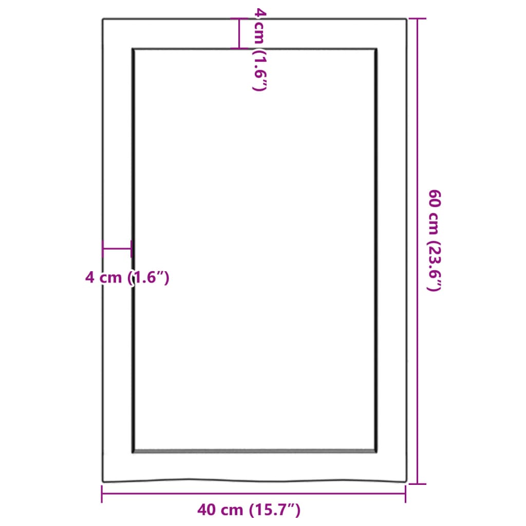 Kupaonska radna ploča 40x60x(2-6) cm netretirano masivno drvo