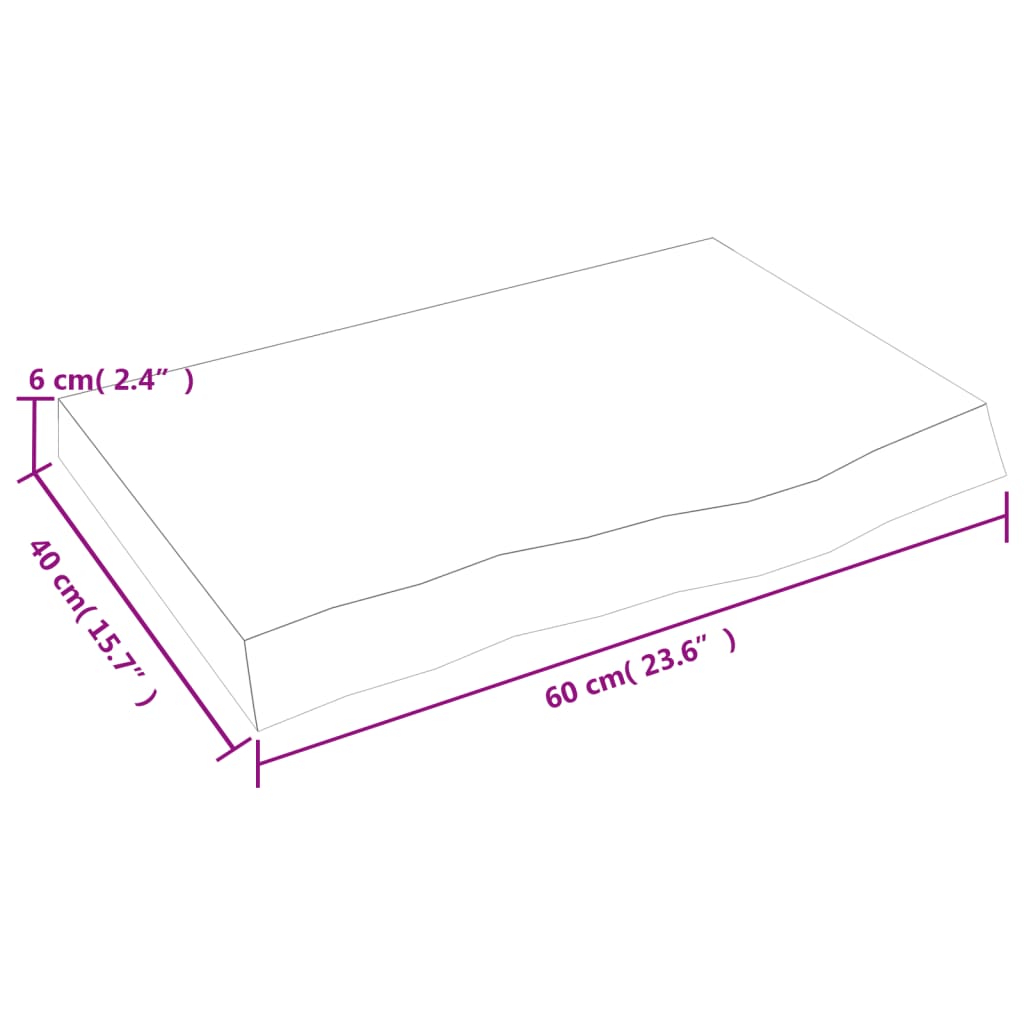 Kupaonska radna ploča 60x40x(2-6) cm netretirano masivno drvo