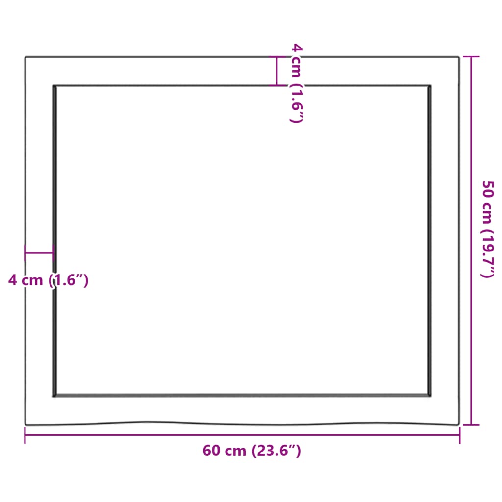 Kupaonska radna ploča 60x50x(2-6) cm netretirano masivno drvo