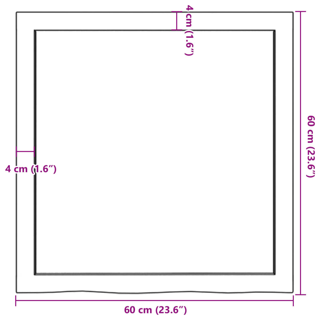 Kupaonska radna ploča 60x60x(2-6) cm netretirano masivno drvo