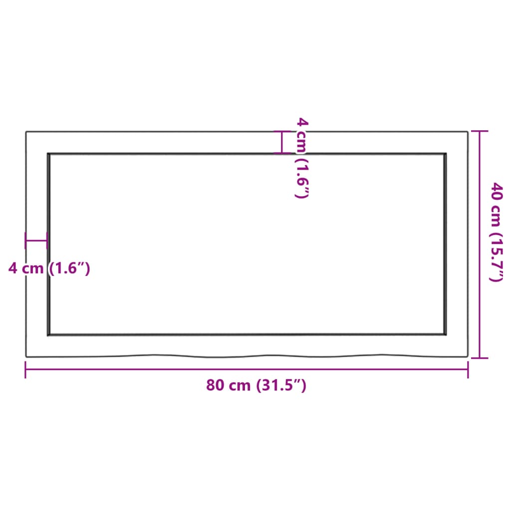 Kupaonska radna ploča 80x40x(2-4) cm netretirano masivno drvo