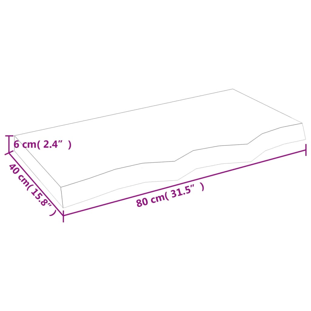 Kupaonska radna ploča 80x40x(2-6) cm netretirano masivno drvo