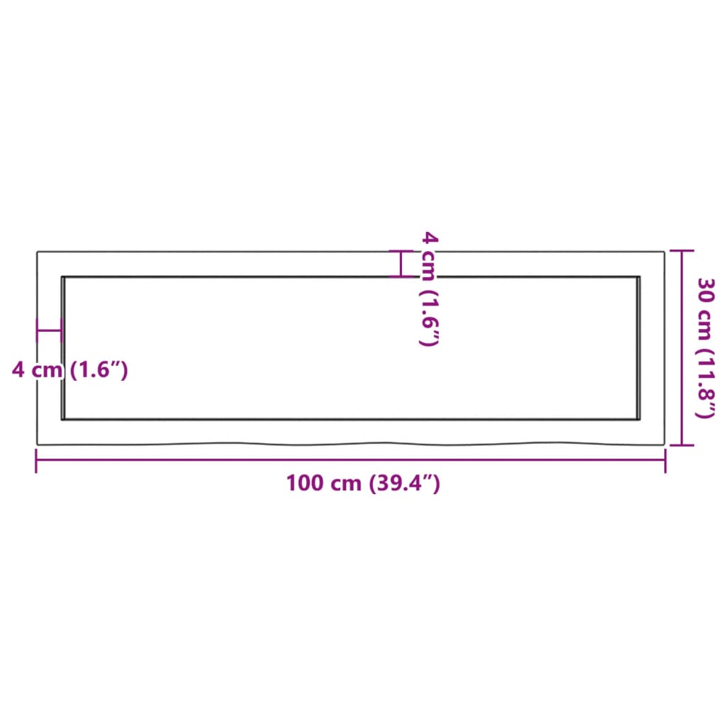Kupaonska radna ploča 100x30x(2-4) cm netretirano masivno drvo