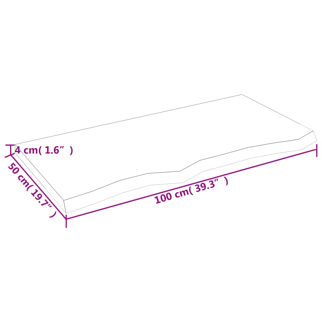 Kupaonska radna ploča 100x50x(2-4) cm netretirano masivno drvo