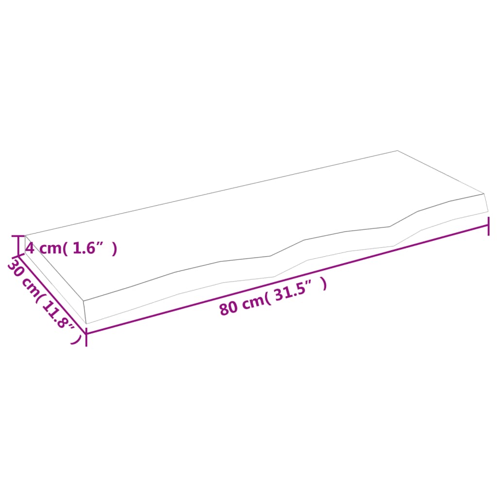 Kupaonska radna ploča svjetlosmeđa 80x30x(2-4) cm masivno drvo