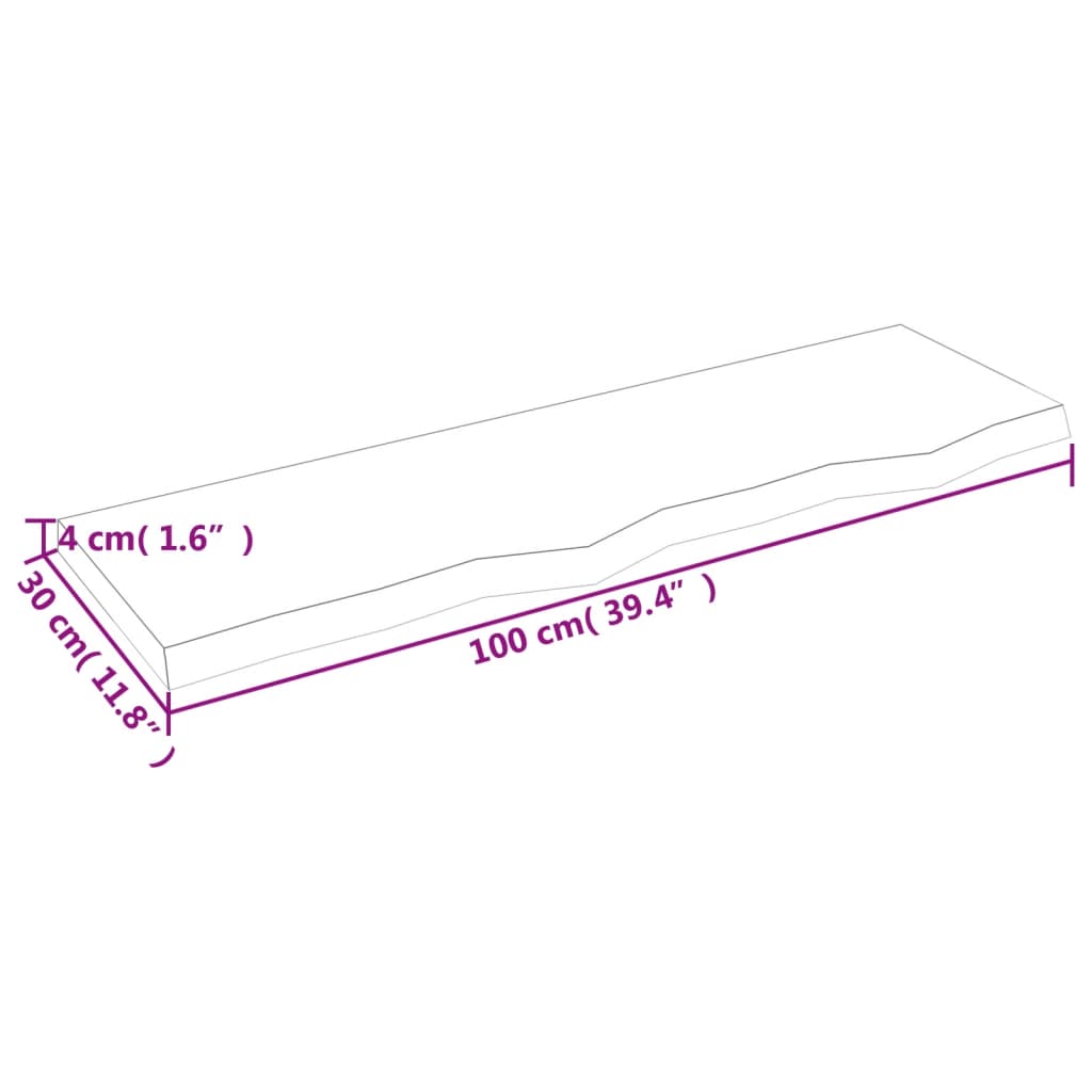 Kupaonska radna ploča svjetlosmeđa 100x30x(2-4) cm masivno drvo
