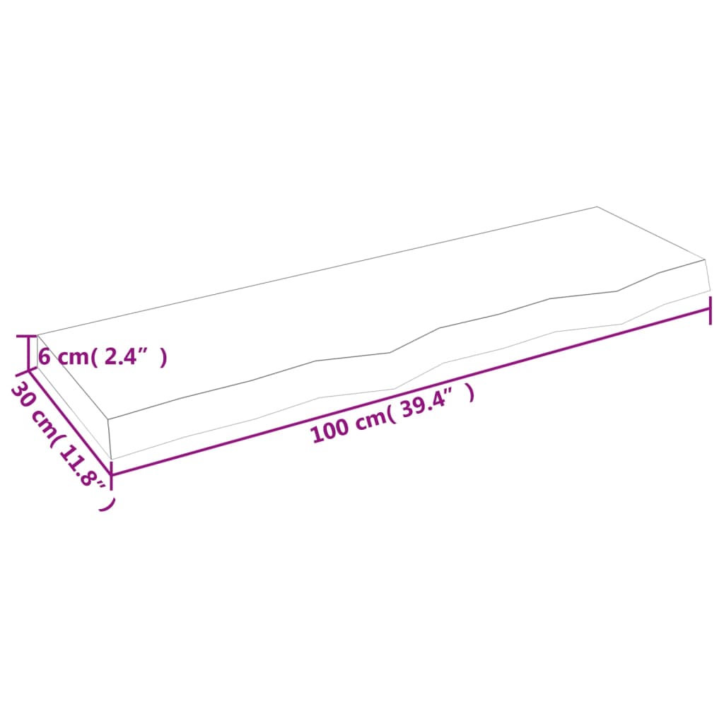 Kupaonska radna ploča svjetlosmeđa 100x30x(2-6) cm masivno drvo