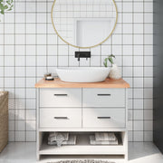 Kupaonska radna ploča svjetlosmeđa 100x40x(2-4) cm masivno drvo