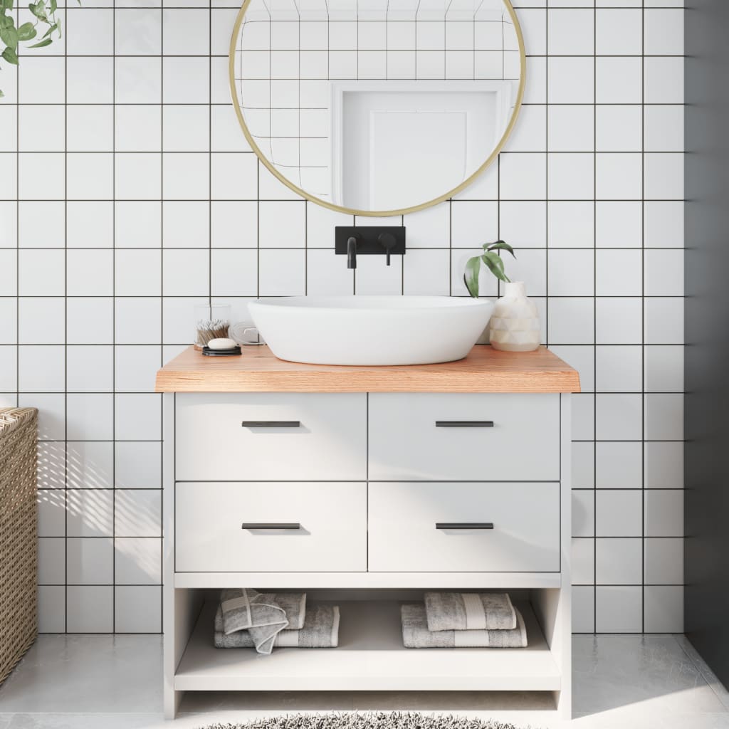 Kupaonska radna ploča svjetlosmeđa 100x40x(2-6) cm masivno drvo