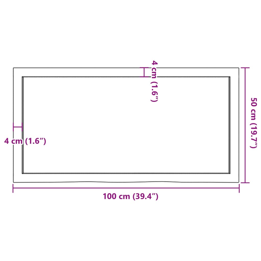 Kupaonska radna ploča svjetlosmeđa 100x50x(2-4) cm masivno drvo