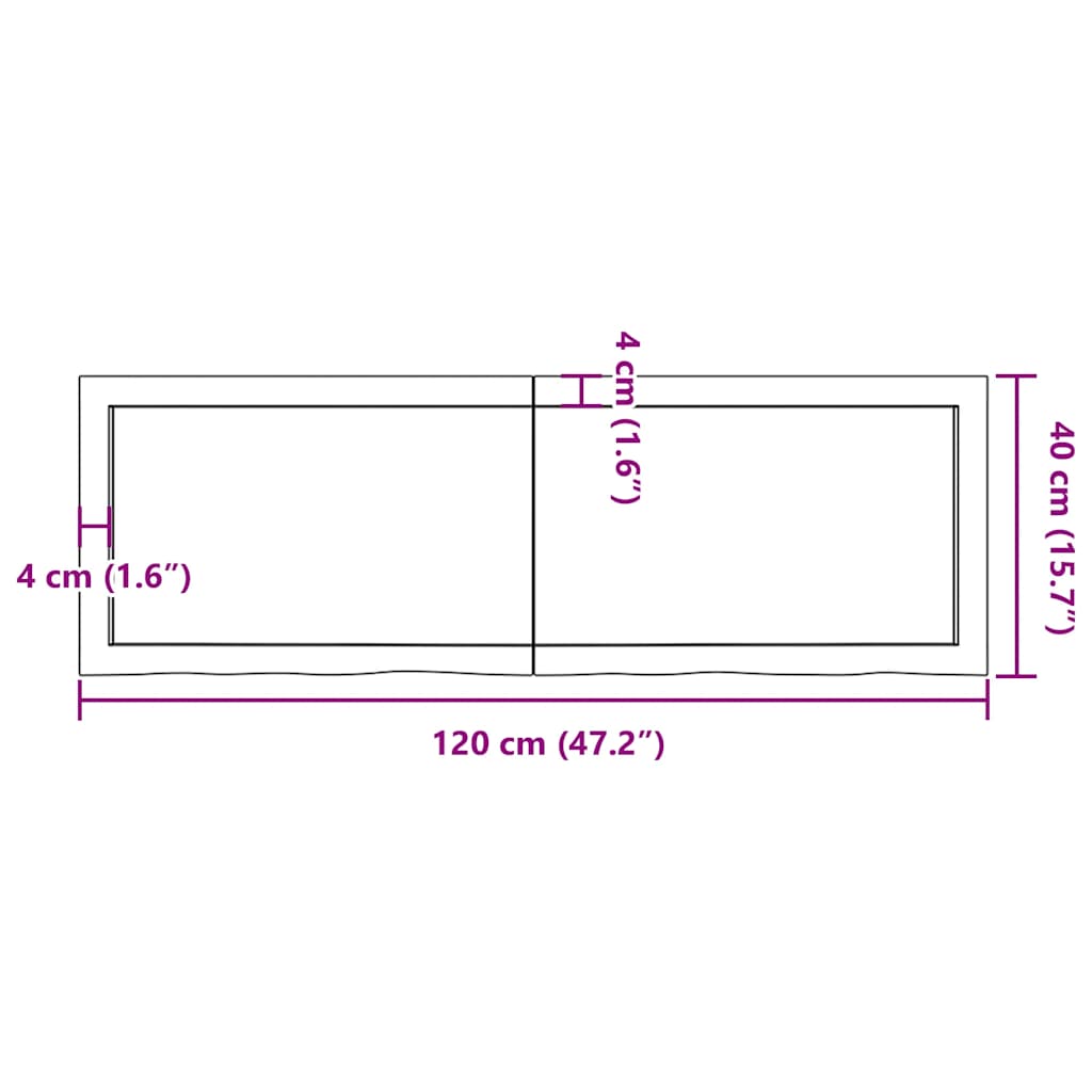 Kupaonska radna ploča svjetlosmeđa 120x40x(2-4) cm masivno drvo