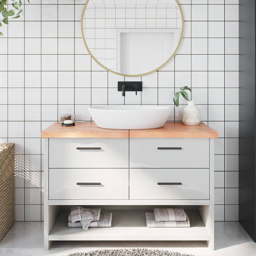 Kupaonska radna ploča svjetlosmeđa 120x60x(2-4) cm masivno drvo