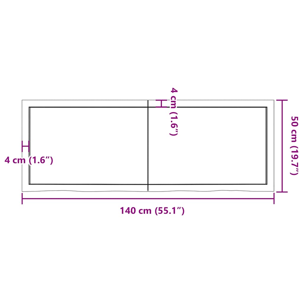 Kupaonska radna ploča svjetlosmeđa 140x50x(2-6) cm masivno drvo