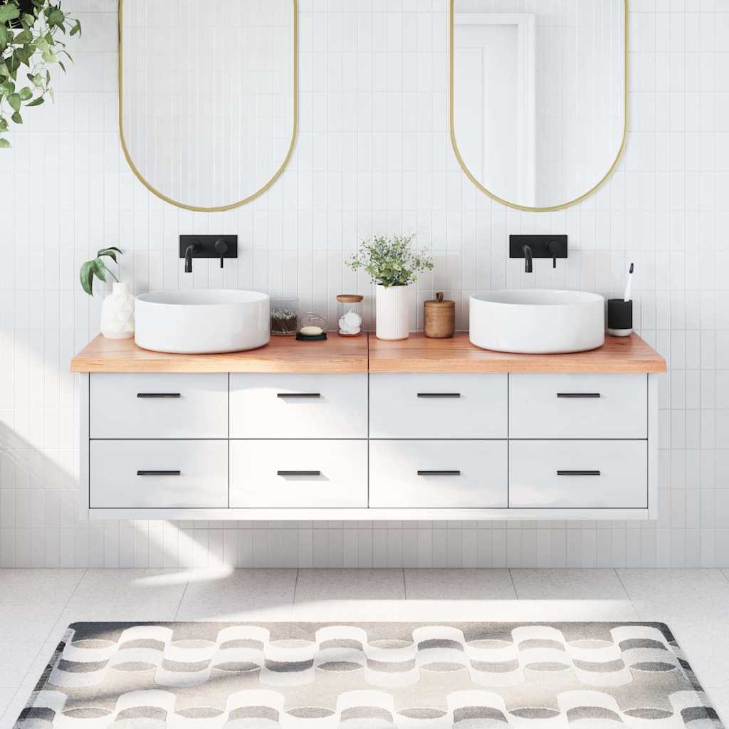 Kupaonska radna ploča svjetlosmeđa 180x50x(2-4) cm masivno drvo