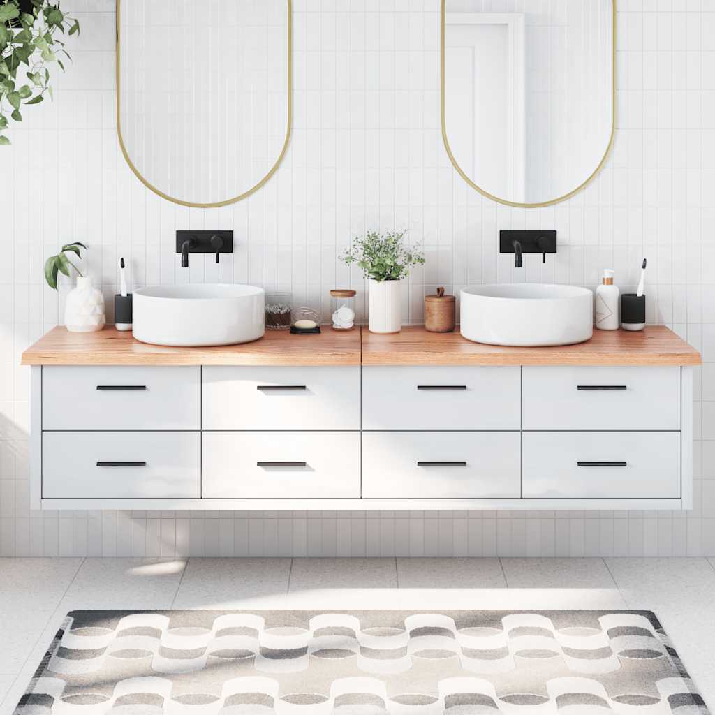 Kupaonska radna ploča svjetlosmeđa 200x50x(2-4) cm masivno drvo