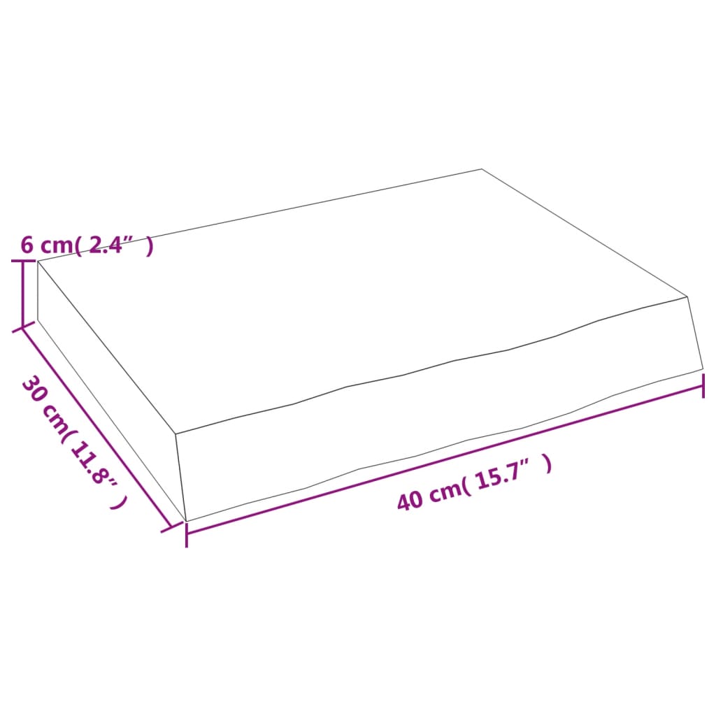 Kupaonska radna ploča tamnosmeđa 40x30x(2-6) cm tretirano drvo