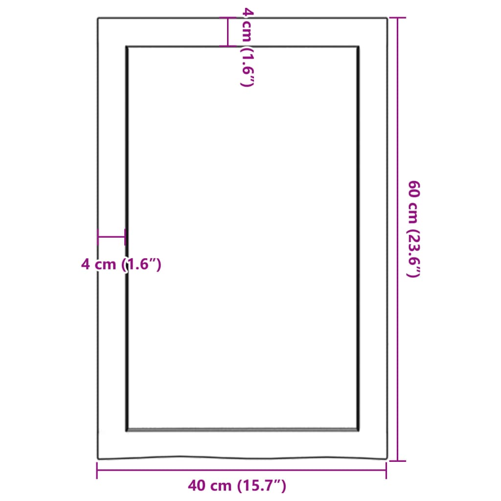 Kupaonska radna ploča tamnosmeđa 40x60x(2-4) cm tretirano drvo