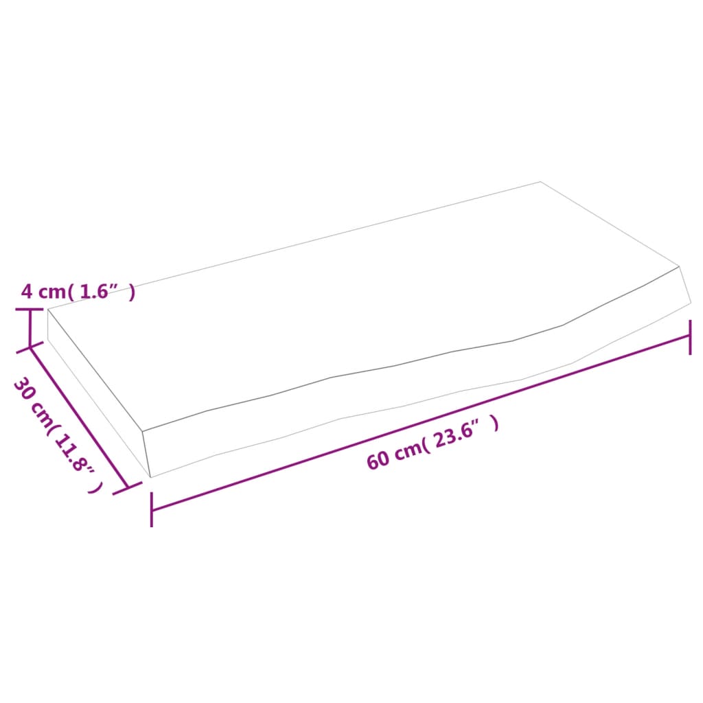 Kupaonska radna ploča tamnosmeđa 60x30x(2-4) cm tretirano drvo