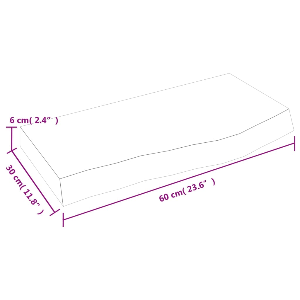 Kupaonska radna ploča tamnosmeđa 60x30x(2-6) cm tretirano drvo