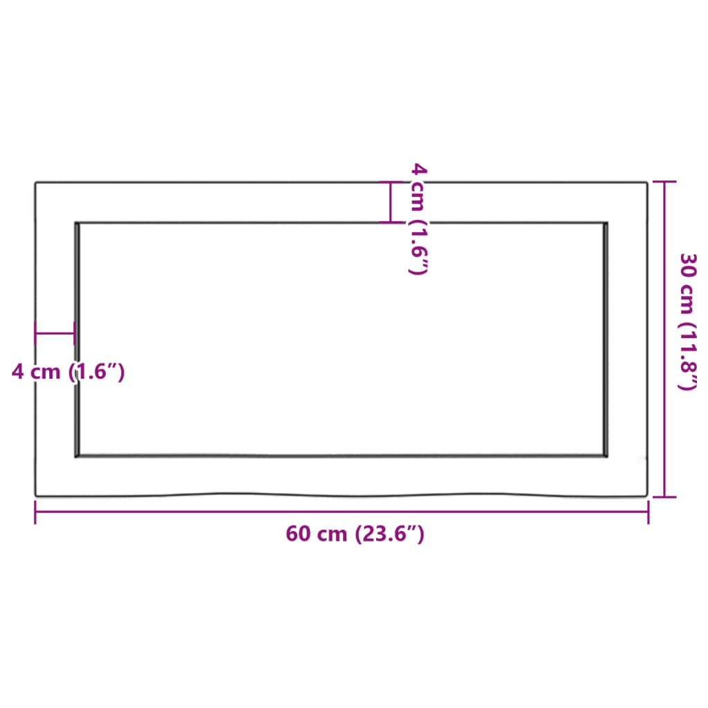 Kupaonska radna ploča tamnosmeđa 60x30x(2-6) cm tretirano drvo