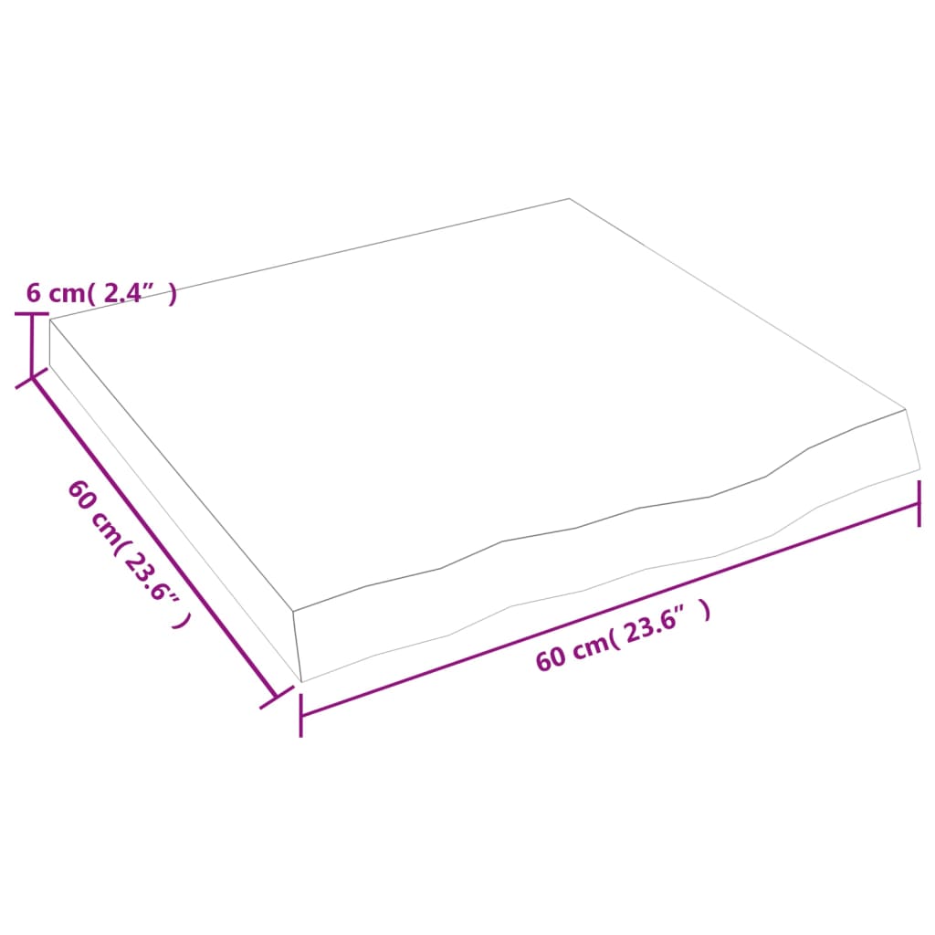 Kupaonska radna ploča tamnosmeđa 60x60x(2-6) cm masivno drvo