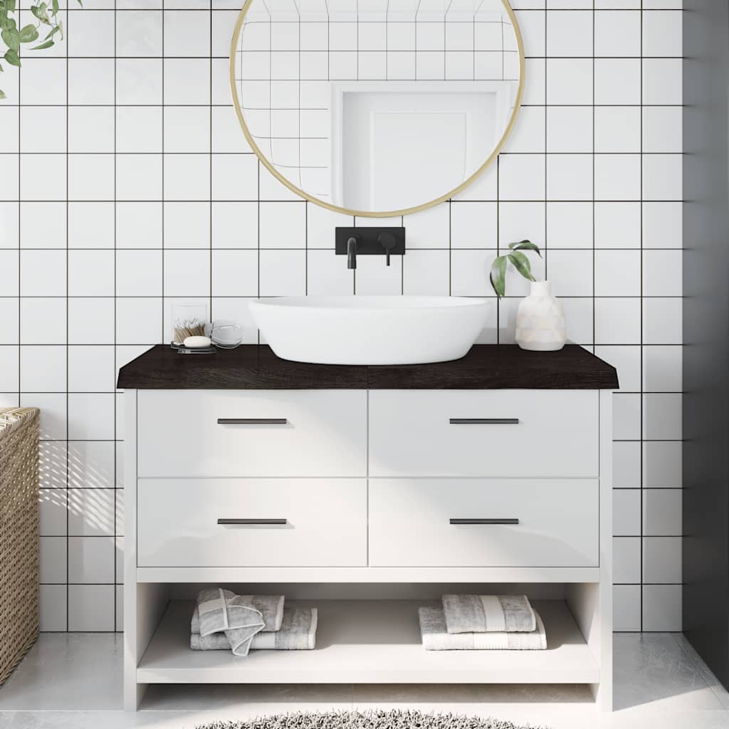 Kupaonska radna ploča tamnosmeđa 120x40x(2-6) cm tretirano drvo