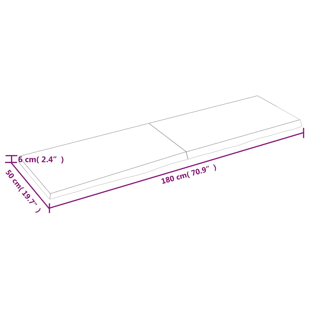 Kupaonska radna ploča tamnosmeđa 180x50x(2-6) cm tretirano drvo
