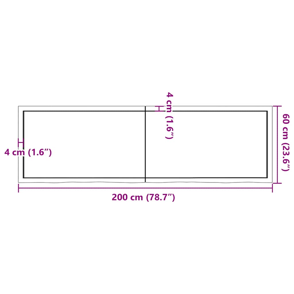 Kupaonska radna ploča tamnosmeđa 200x60x(2-4) cm tretirano drvo